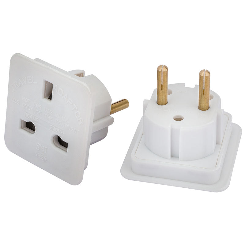 Premium UK To European Travel Plug Adaptors (Pack Of 2)