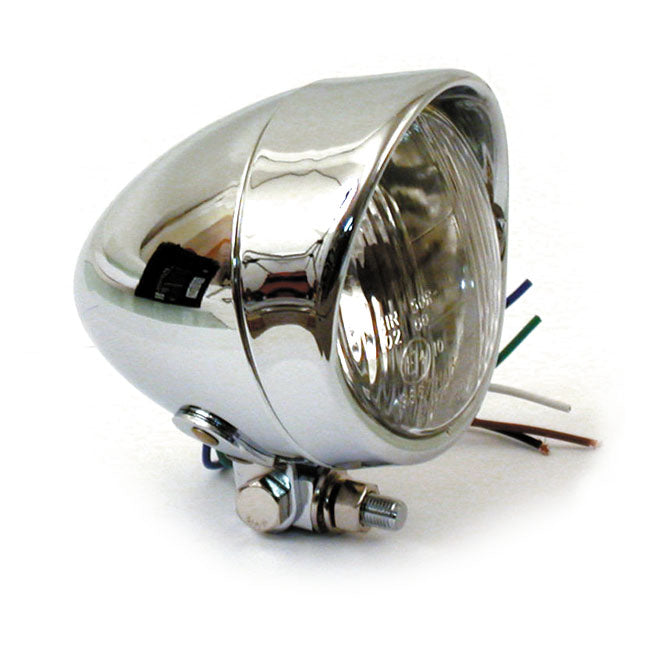 4 Inch Headlamp, Plain Bullet & Visor For Harley-Davidson