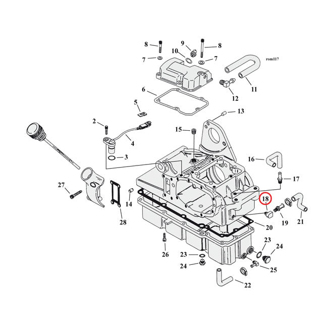 Oil Fitting Adapter, 90 Degree. Chrome for Harley Davidson