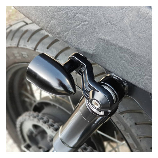 Motone, Ribbed Triline Turn Signal Brackets. Black