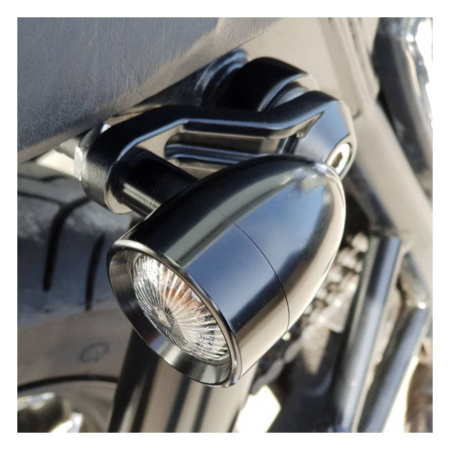 Motone, Ribbed Triline Turn Signal Brackets. Black