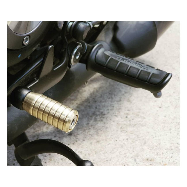 Motone, Shifter End Peg Ribbed. Brass