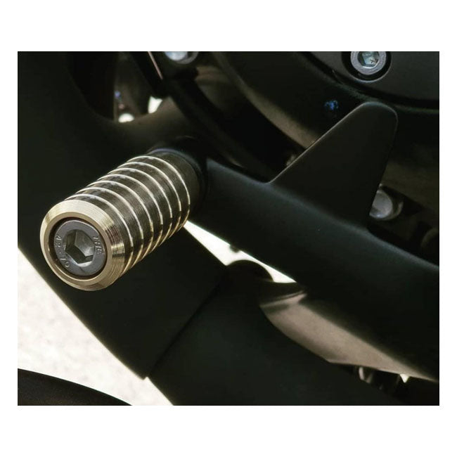 Motone, Shifter End Peg Ribbed. Brass