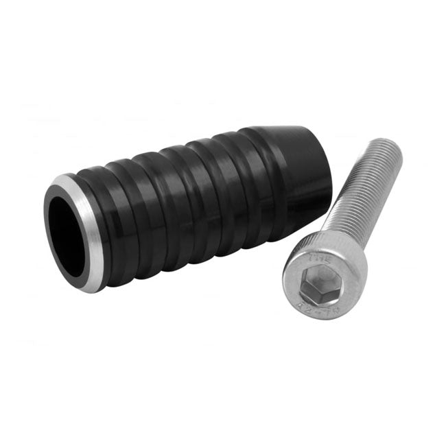 Motone, Shifter End Peg Ribbed. Black Anodized