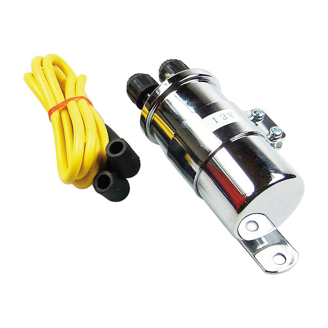 Round Custom Ignition Coil, 12v Chrome For Harley-Davidson