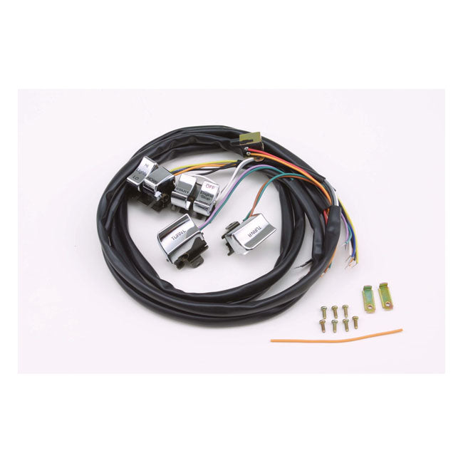 H.Bar Wire Harness & Chrome Switch Kit For Harley-Davidson