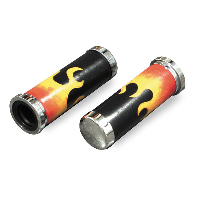 Flamed Leather Cushion Grips For Harley-Davidson