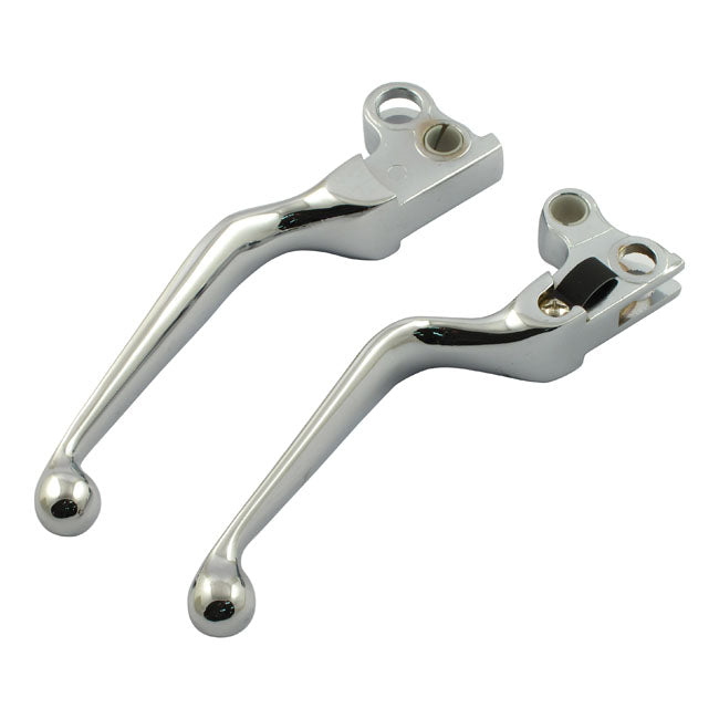 Handlebar Lever Set, Chrome. 93-Up Style For Harley-Davidson