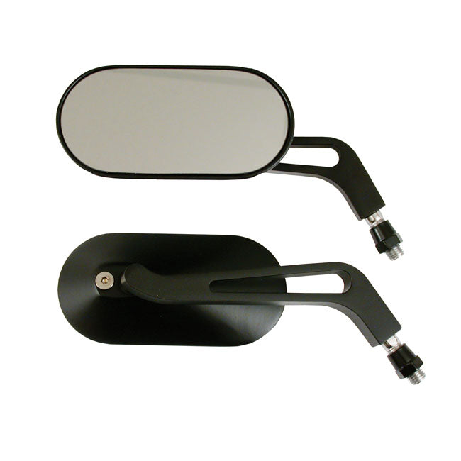 Mirror Set Oval Black For Harley-Davidson