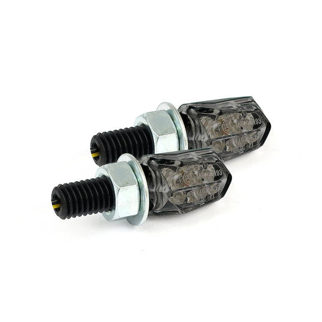 Tiny Led Turn Signals, Black W/Smoke Lens For Harley-Davidson