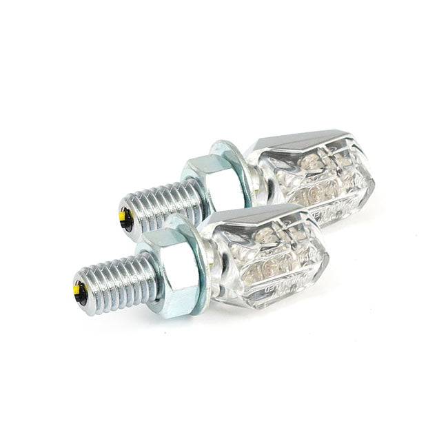Tiny Led Turn Signals, Chrome W/Clear Lens For Harley-Davidson