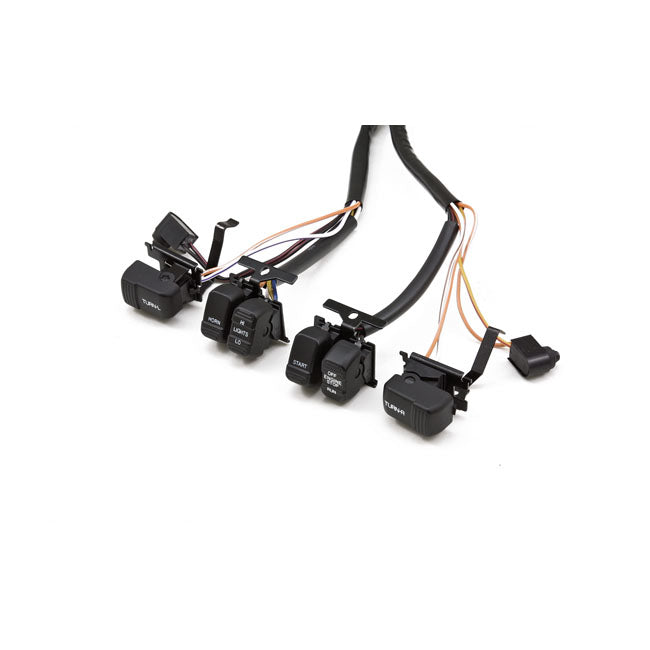 H.Bar Harness & Black Switch Kit For Harley-Davidson