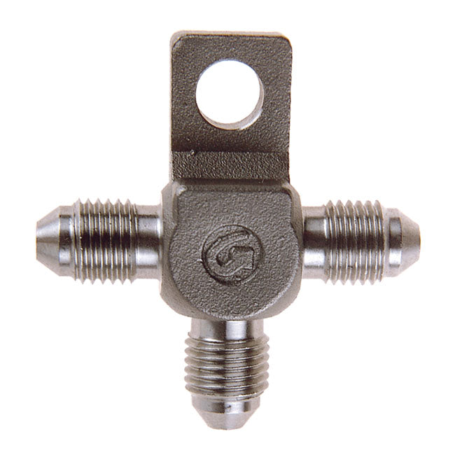 Goodridge T-Fitting, With Mount Tab. Ss For Harley-Davidson
