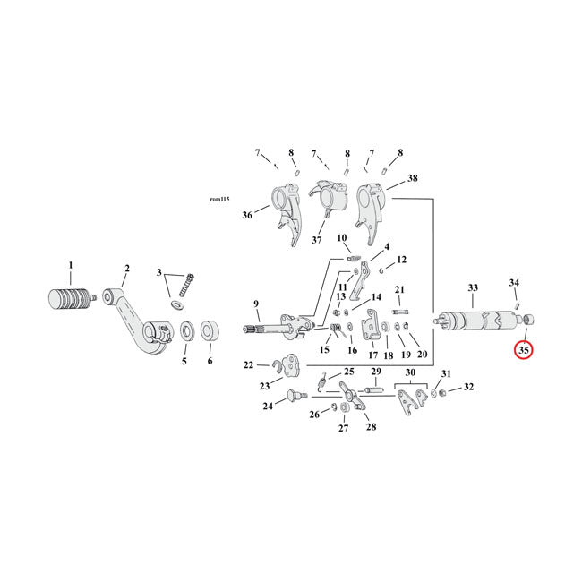 Koyo Bearing Closed End, Shifter Drum For Harley-Davidson