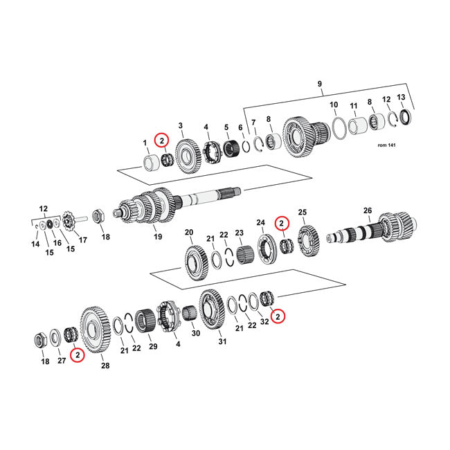Needle Bearing, Main & Counter Shafts For Harley-Davidson