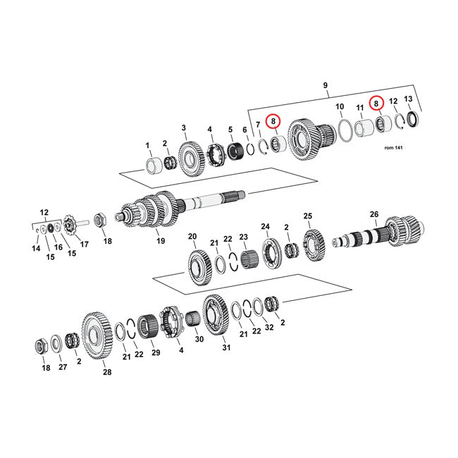 Rodamiento Para Harley-Davidson 8042A Transmission Mainshaft Needle Bearing