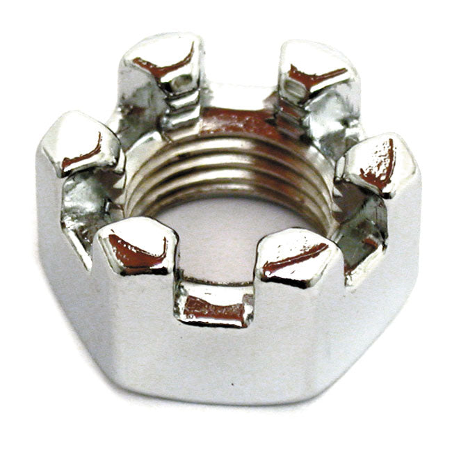 Chrome Castle Nut, 1/2 Inch-20 For Harley-Davidson