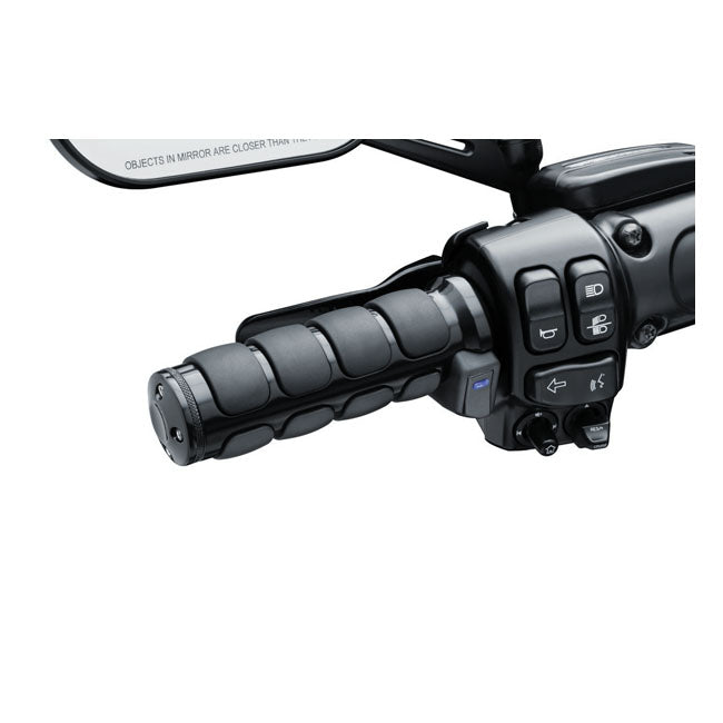 Kuryakyn, Heated Iso Grips. Gloss Black For Harley Davidson