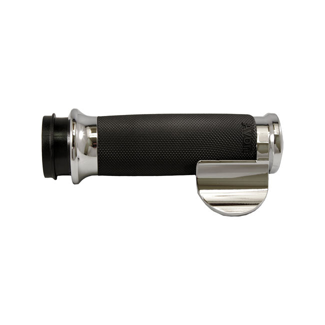 Avon Custom Contour Grips, Chrome/Black Rubber For Harley Davidson