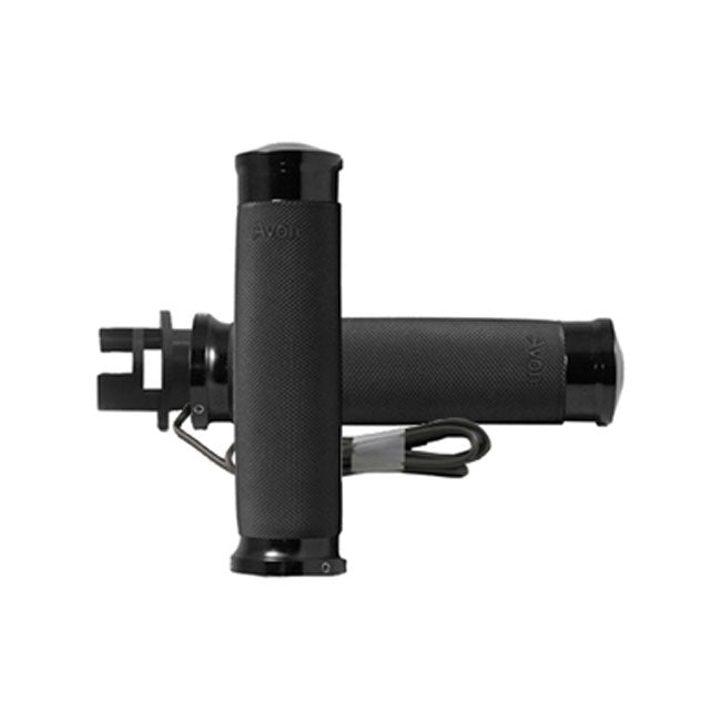 Avon Custom Contour Grips, Heated, Black Anodized For Indian