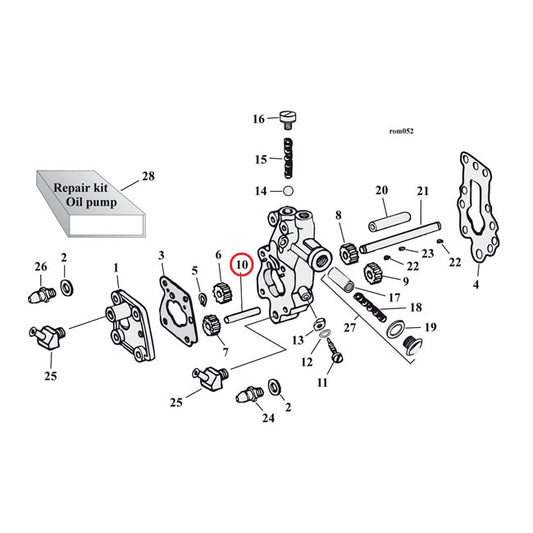 Idler Shaft, oliepomp voor Harley Davidson