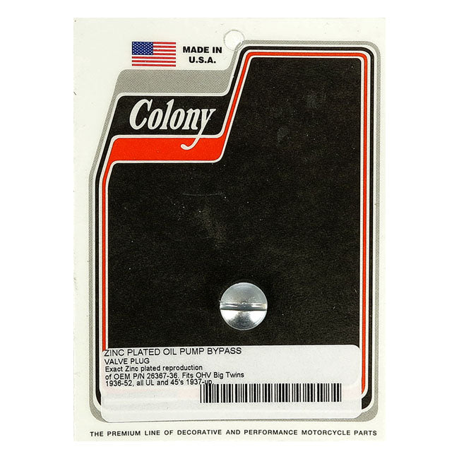 Colony Bypass Plug, Oil Pump California Motorcycles