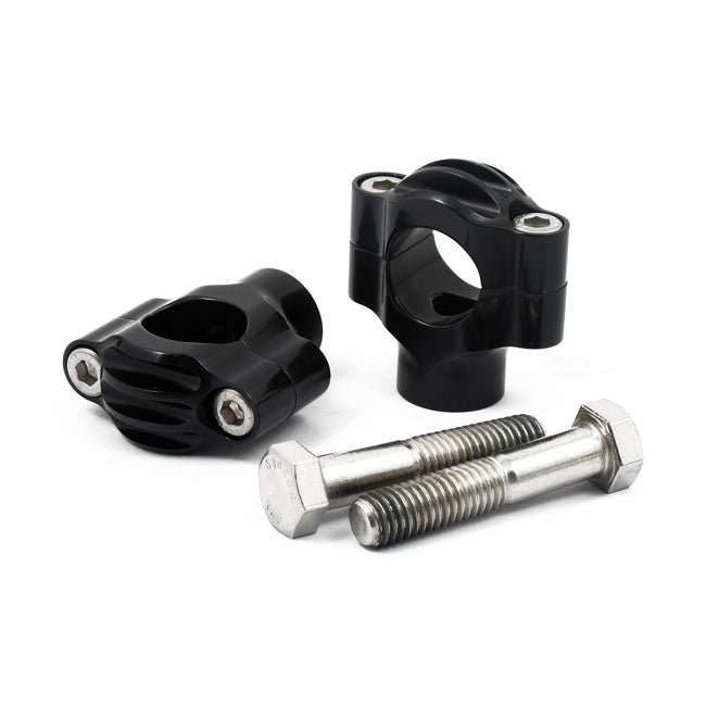 Finned Risers Black, 1" Handlebars For Harley-Davidson