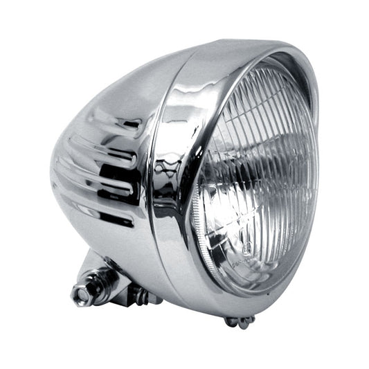 5-3/4 Inch Headlamp, Ribbed Bullet Visor For Harley-Davidson