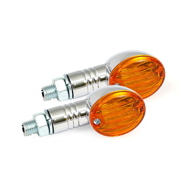 Micro-Flash Turn Signals, Chrome. Orange For Harley-Davidson