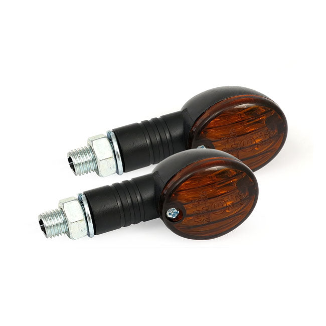 Micro-Flash Turn Signals, Black. Dark For Harley-Davidson