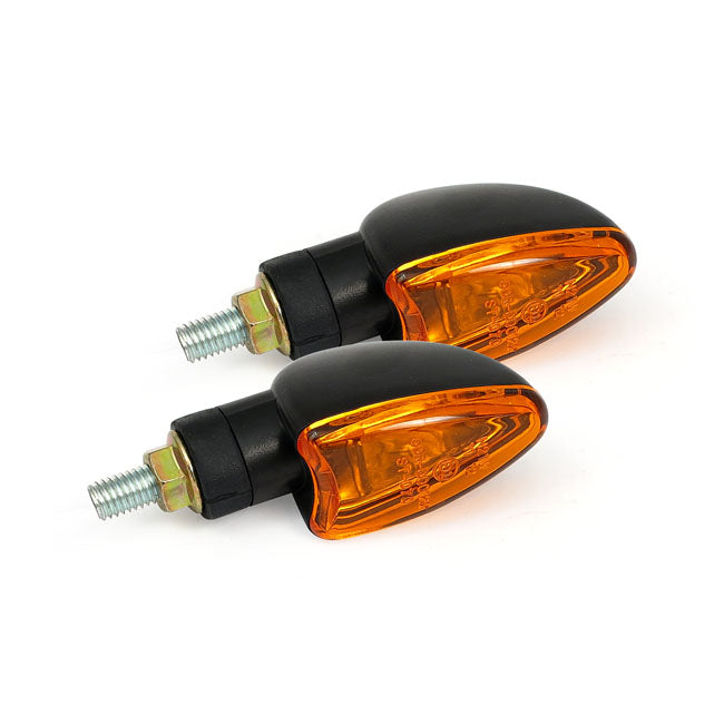 Arrow Mini Turn Signal, Black. Smooth For Harley-Davidson