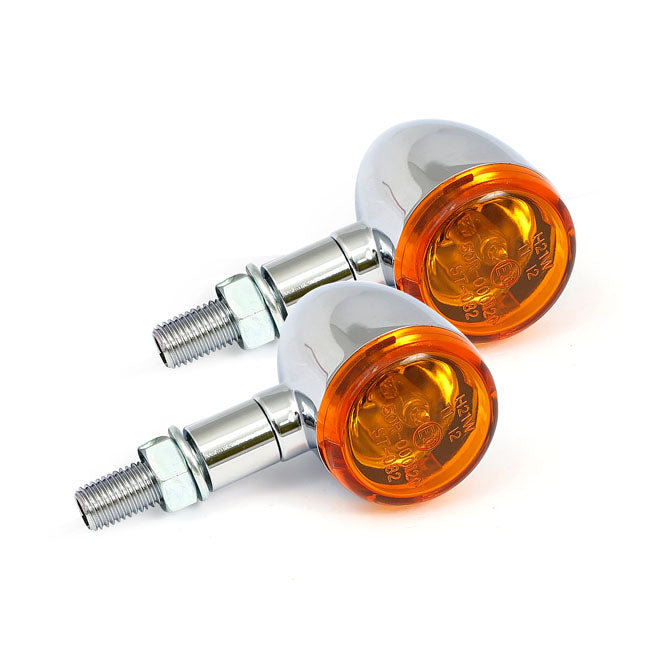 Mini Bullet Turn Signals, Chrome Plain For Harley-Davidson