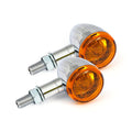 Mini Bullet Turn Signals, Chrome Grooved For Harley-Davidson