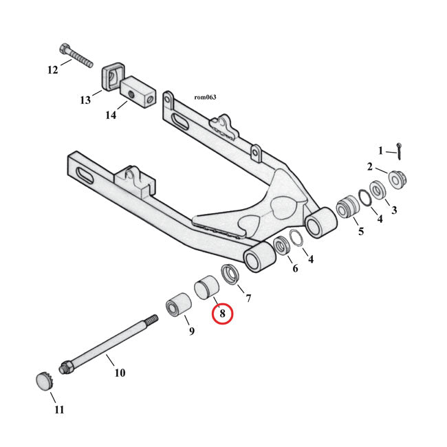 Piglio di boccola per il brannocchia di forcellone per Harley-Davidson Dyna 1991-2017