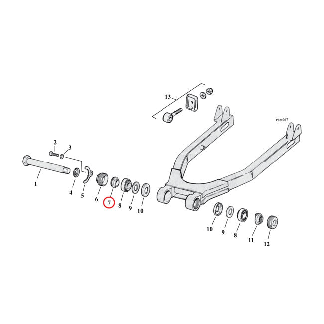 Spacer, Swingarm Bearing. Outer For Harley-Davidson