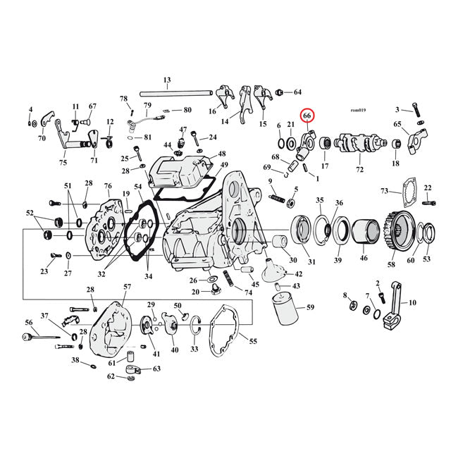 Support Shifter Cam, With Bearing. Right For Harley-Davidson