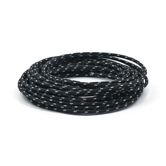 Wiring Cloth Covered Wire 25ft, Black For Harley-Davidson