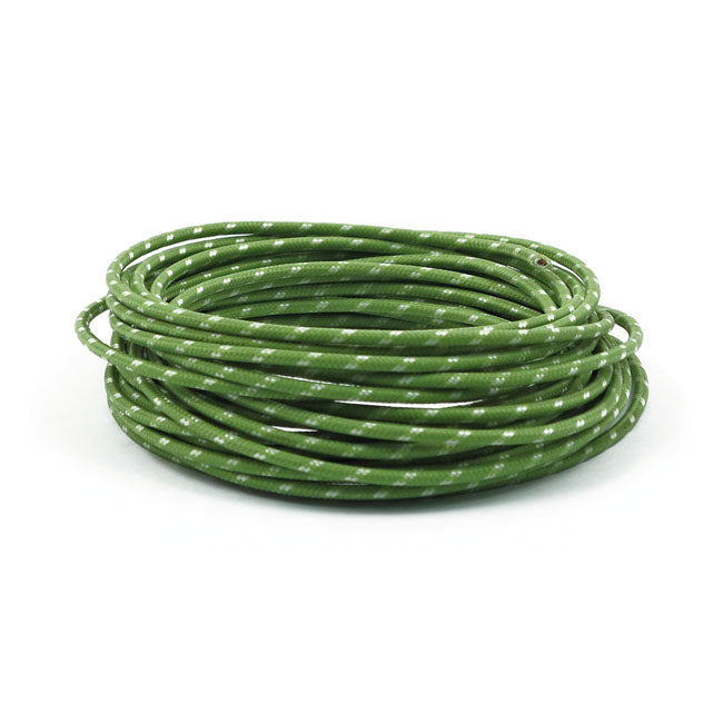 Wiring Cloth Covered Wire 25ft, Green For Harley-Davidson