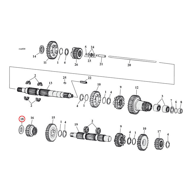 Jims Spacer, Countershaft For Harley-Davidson