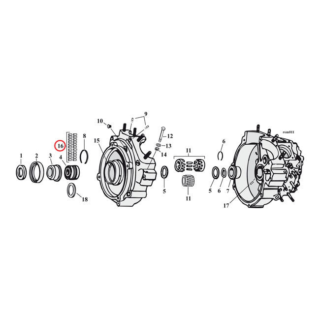 Pinion Shaft (Right Side) Crankcase/Wheel Rollers, +.0006" For Harley Davidson