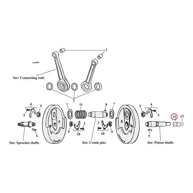 Inner Race, Pinion Shaft voor Harley Davidson