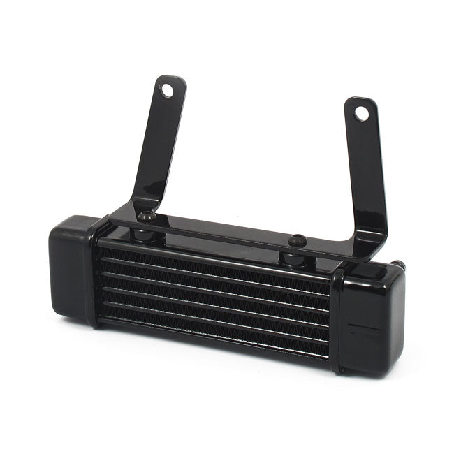 Horizontal Oil Cooler, 6-Row Black For Harley-Davidson