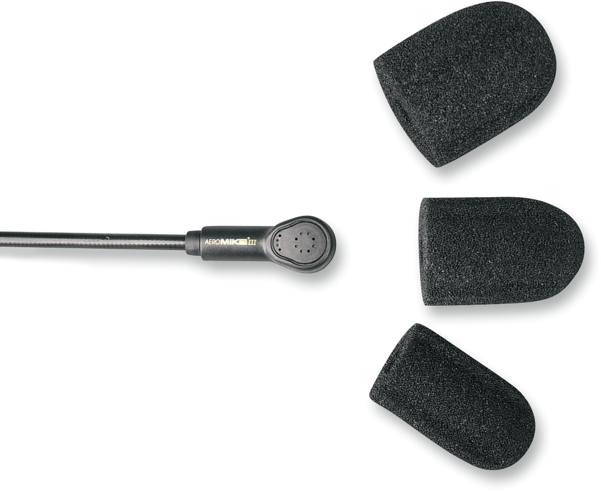 J & M HEADSET CORDS, BOOM MICS AND HARDWARE WIND SOCK AEROMIKE III