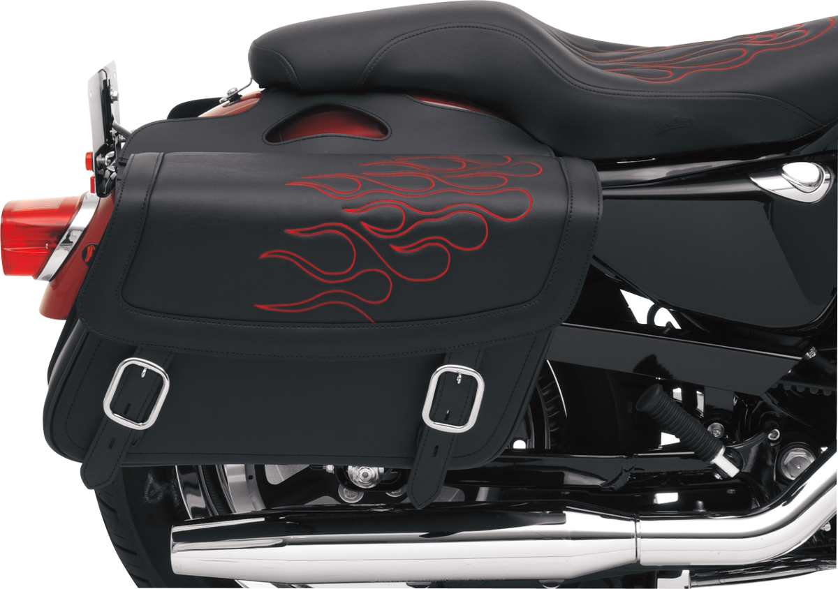SADDLEMEN HIGHWAYMAN TATTOO SADDLEBAGS SADDLEBAG,FLAME RED LG