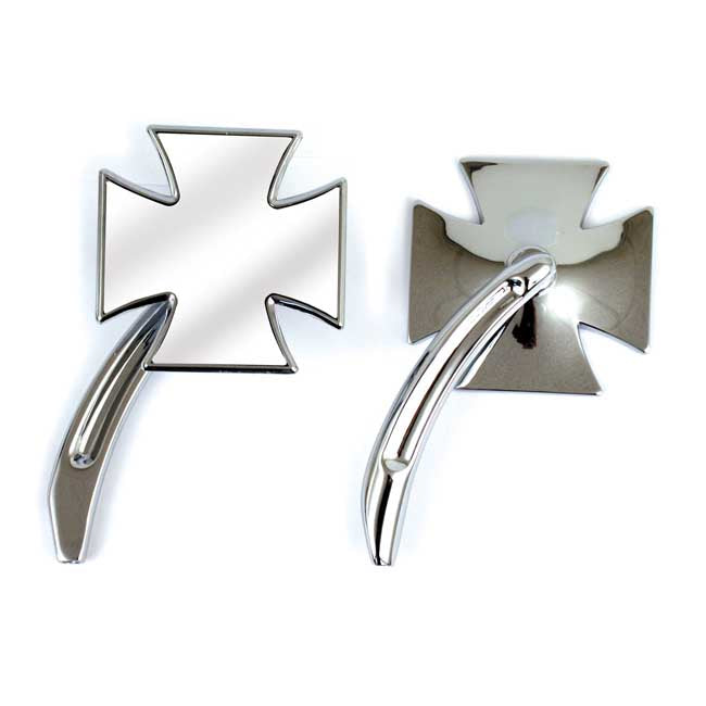 Maltese Mirror Set, With Billet Stem For Harley-Davidson