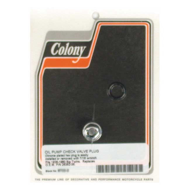 Colony Plug Hex, Oil Pump Check Valve For Harley-Davidson