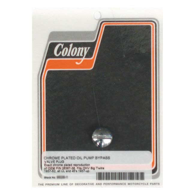 Colony Bypass Plug, Oil Pump For Harley-Davidson