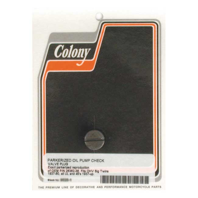 Colony Plug, Oil Pump Check Valve For Harley-Davidson