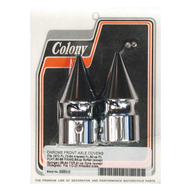 Colony 2263-2 Chrome Front Axle Cover Set Pike Style For Harley-Davidson