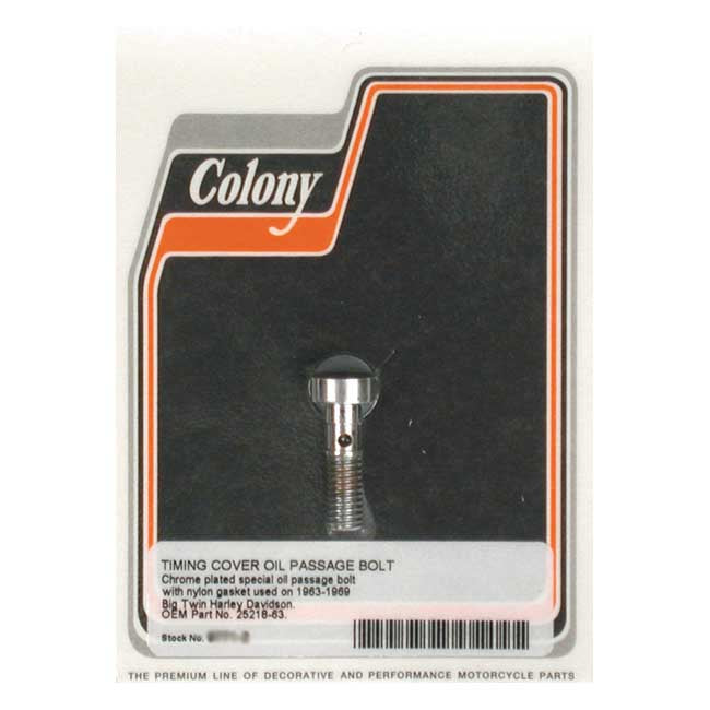 Kolonie, Cam Cover Oil Passage Bolt. Chrome voor Harley Davidson